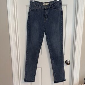 CHARLIE B Medium Blue Straight Cuffed Leg Jeans